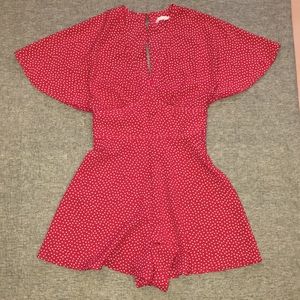 Zara Trafaluc Collection Hot Pink White Polka Dot Romper Size X Small